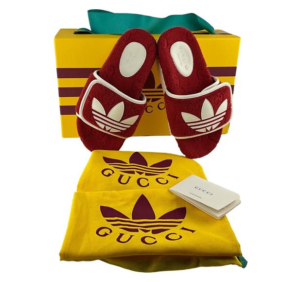 Gucci x Adidas Women's GG Platform Sandal Red Cotton Sponge Sz 36 - Picture 8 of 10